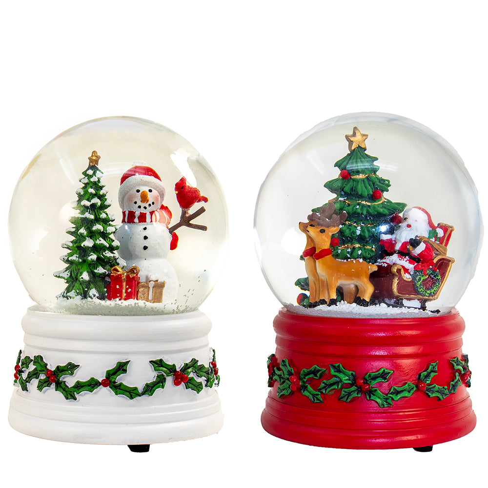 100MM Wind-Up Musical Santa or Snowman Water Globes, Choose