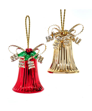 Large Gold and Red Bell Ornament, 2 Assorted