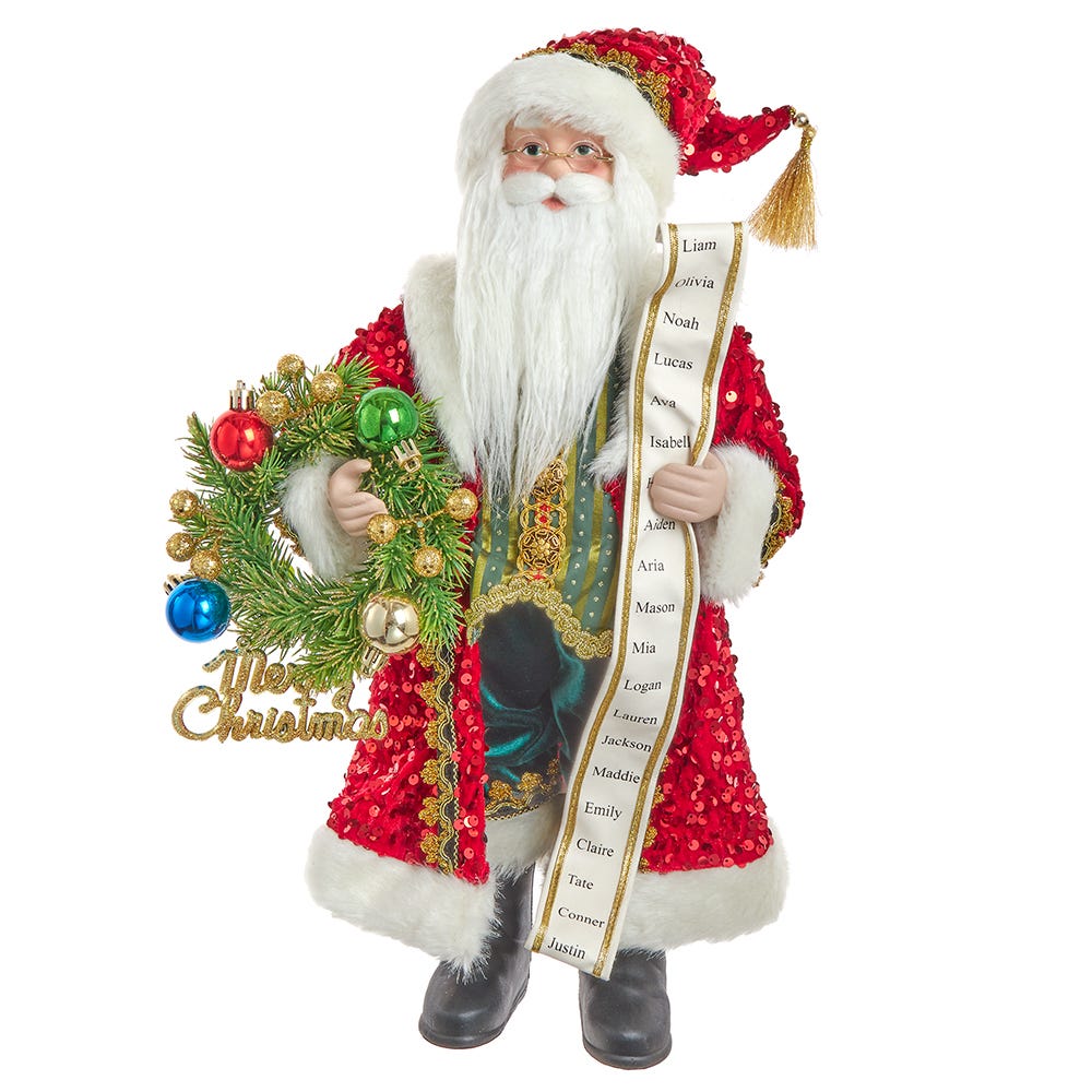 18" Santa With Wreath Table Piece