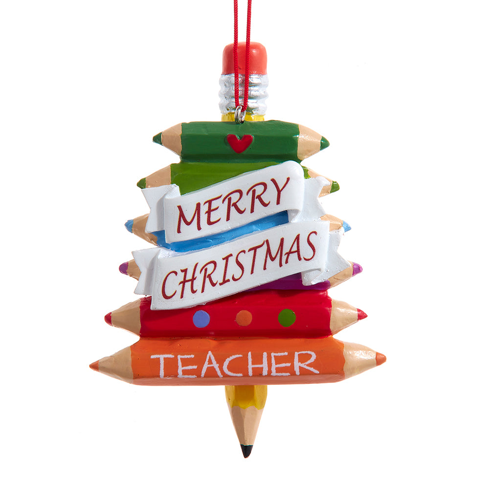 Teacher Colored Pencil Christmas Tree Ornament