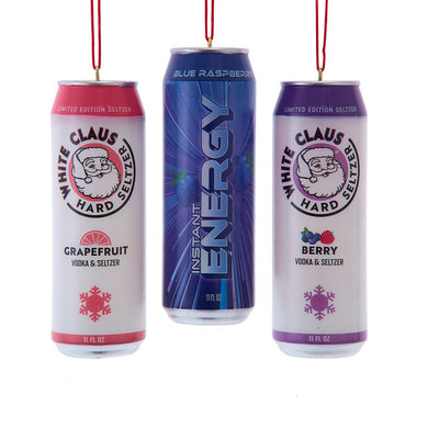 White Claus Hard Seltzer Ornaments, 3 Assorted
