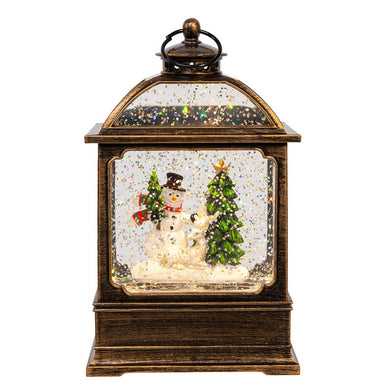 6.54" Battery Operated LED Lighted Snowman Water Lantern