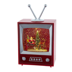 8.5&quot; Battery-Operated Musical Santa and Sleigh Television Water Lantern