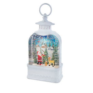 9.5" Battery Operated LED Santa White Water Lantern Waterglobe