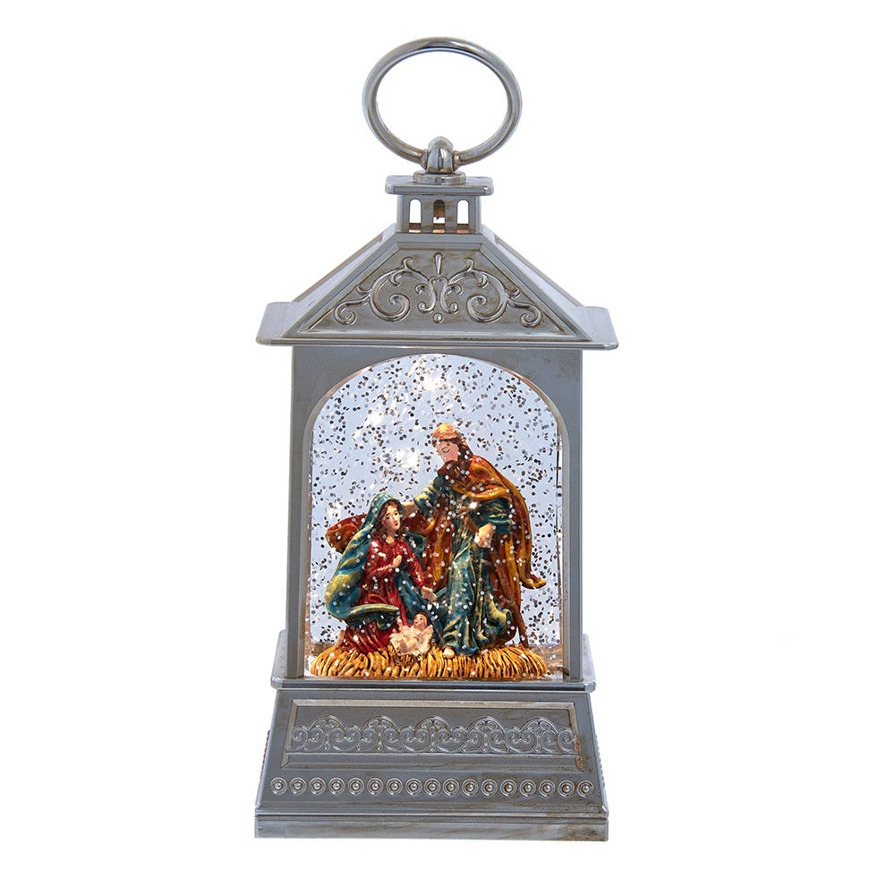 8.37" Battery Operated USB LED Lighted Nativity Scene Water Lantern