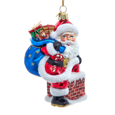 Noble Gems Glass Santa In Chimney Ornament