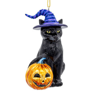 Noble Gemsª Glass Halloween Cat Ornament