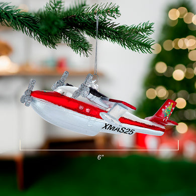 Noble Gems™ Glass Christmas Sea Plane Ornament