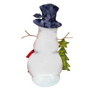 Capiz Snowman With Christmas Tree Table Piece