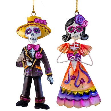 Mr. & Mrs. Day Of The Dead Ornaments, 2 Assorted