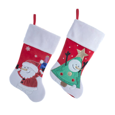 Velvet Santa or Snowman Stocking