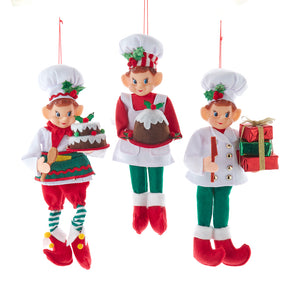 Chef Elf Ornament, 3 Assorted