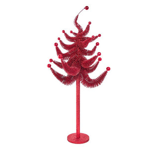 36&quot; Decorated Red Glittered Curly Tree
