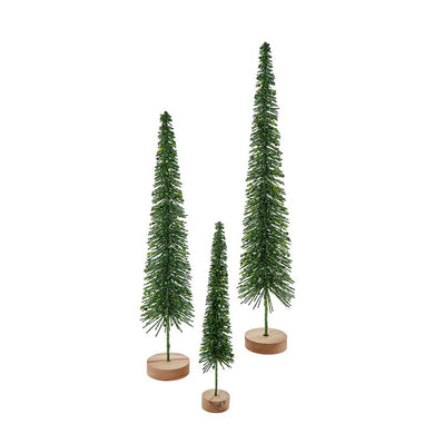 Green Glittered Miniature Tree Set, 3-Piece Set
