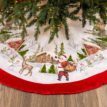Velvet Beaded with Santa Scene Embroidered Tree Skirt