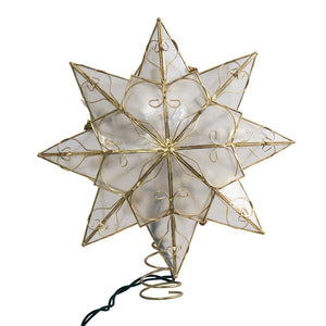 9.27" UL 10-Light Capiz Gold Star With Arabesque Decoration Treetop
