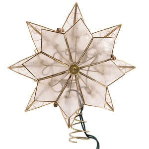 9.27" UL 10-Light Capiz Gold Star With Arabesque Decoration Treetop