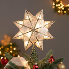 9.27" UL 10-Light Capiz Gold Star With Arabesque Decoration Treetop