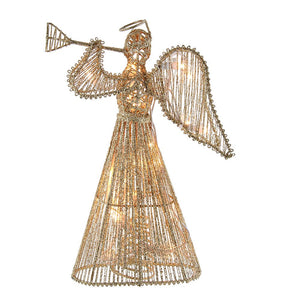 12&quot; UL 20-Light Gold Glittered Angel Treetop