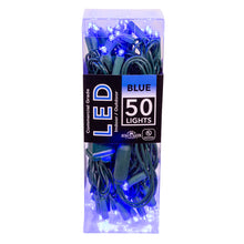 24.5' UL 50L Blue 5MM LED Green Wire Light Set