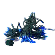 24.5' UL 50L Blue 5MM LED Green Wire Light Set