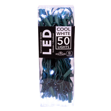 24.5' UL 50L Cool White 5MM LED Green Wire Light Set