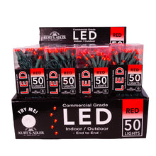 Kurt Adler 50-Light Red LED String Light Set With Green Wire, UL4100R