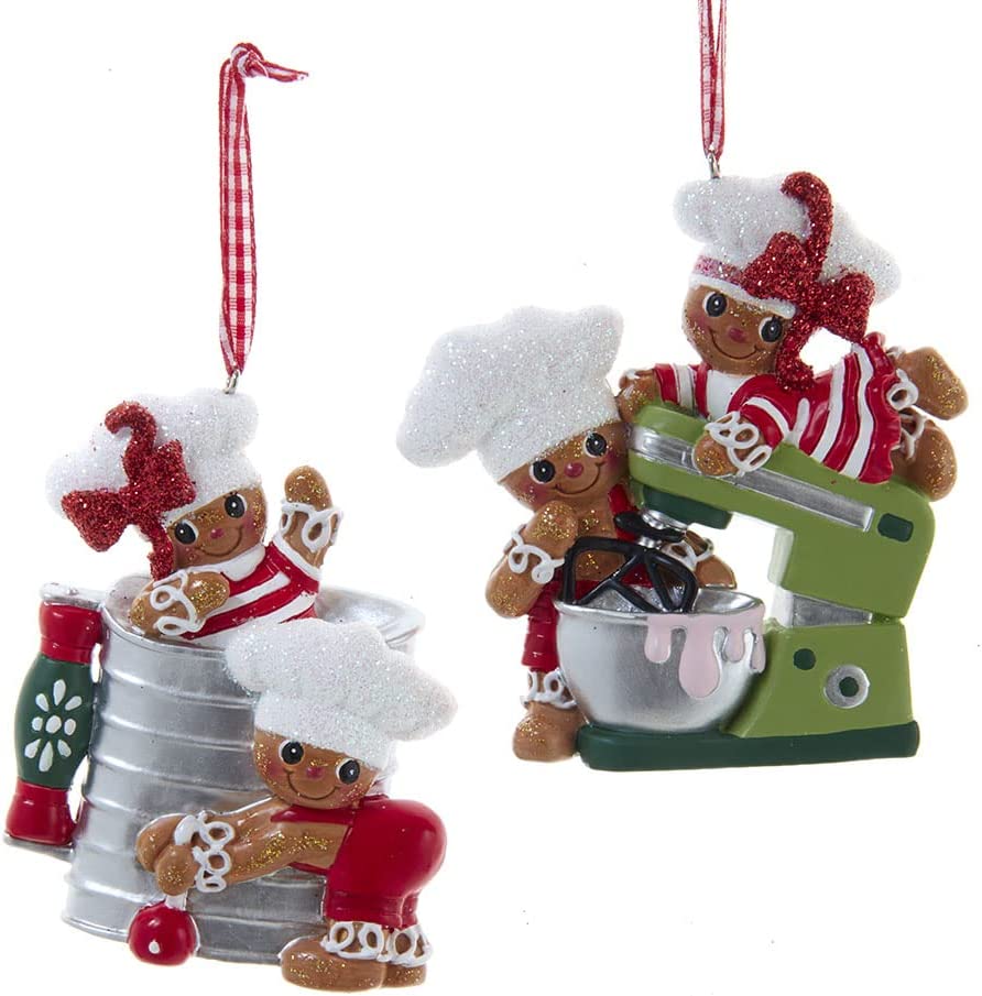 Kurt Adler Gingerbread Boy and Girl with Mixer and Sifter Ornament