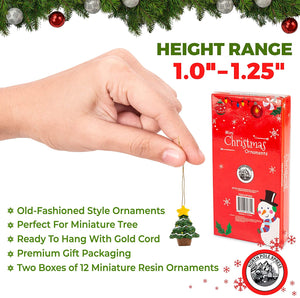 Mini Resin Christmas Ornaments Set of 24 - 2 boxes - Rustic