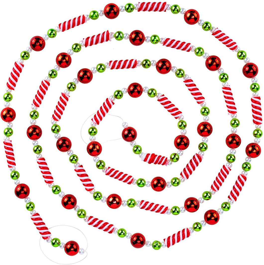 Red, White and Green Candy Bead Garland - Item 101421