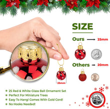 1 inch Mini Peppermint Red/White Glass Ball Ornaments - box 25