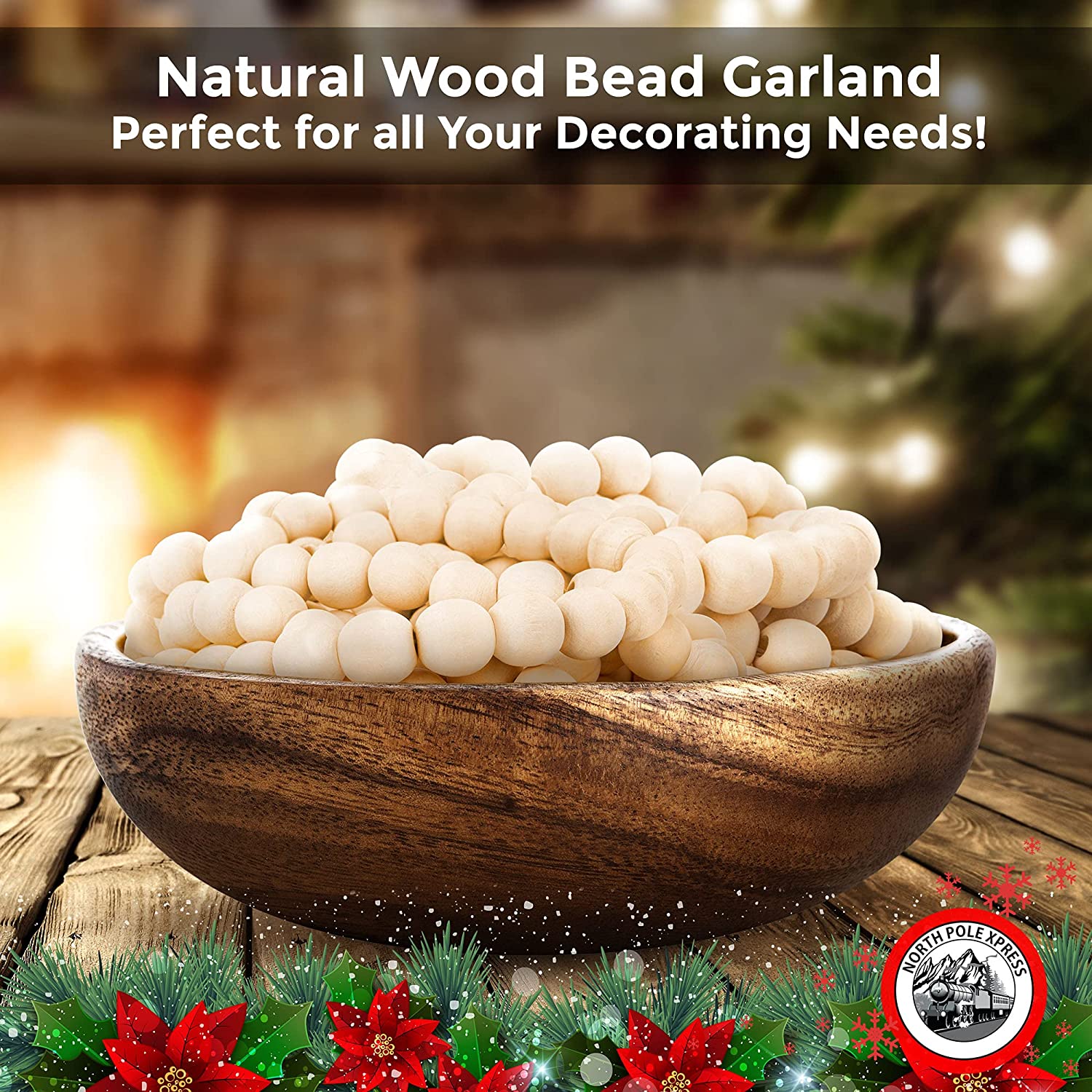 Natural Wood Bead Garland