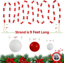 9 Foot Red & White Peppermint Wood Bead Christmas Garland