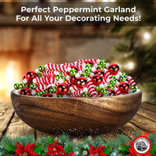 Peppermint Red, White and Green Candy Bead Garland, 9 foot