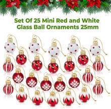 1 inch Mini Peppermint Red/White Glass Ball Ornaments - box 25