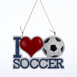 Kurt Adler I Love Soccer Ornament for Personalization