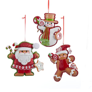 Glitter Gingerbread Cookie Santa, Snowman and Boy Ornament for personalization, A1518