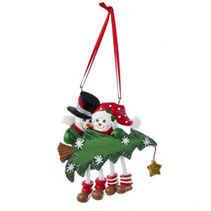 Kurt Adler Snowman Family of 2 With Christmas Tree Ornament For Personalization, A1616