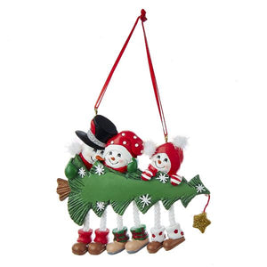 Kurt Adler Snowman Family of 3 With Christmas Tree Ornament For Personalization, A1617