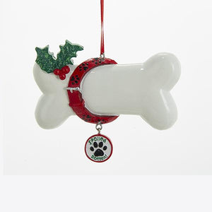 Kurt Adler Spoiled Rotten Dog Bone Ornament For Personalization, A1676