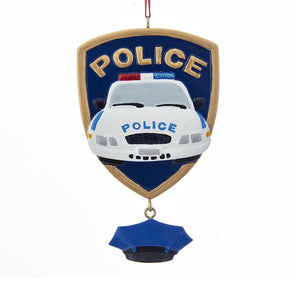 Kurt Adler Police Car Badge What Ornament For Personalization, A1788