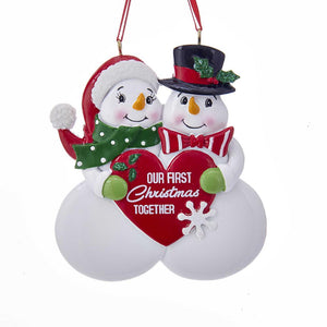 Kurt Adler "Our First Christmas Together" Snow Couple Ornament For Personalization, A1789