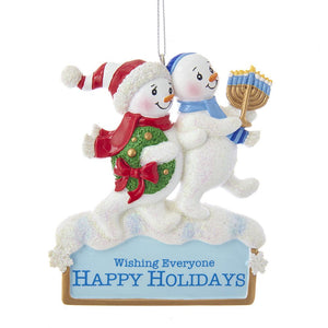 Kurt Adler Hanukkah And Christmas Snowmen Ornament, A1843