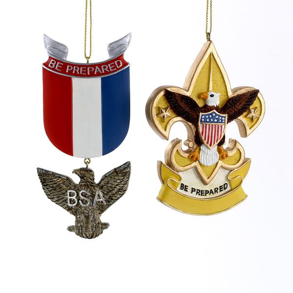 Kurt Adler Boy Scouts Of America Eagle Badge and Fleur De Lis Ornaments, 2 Assorted, BS2146