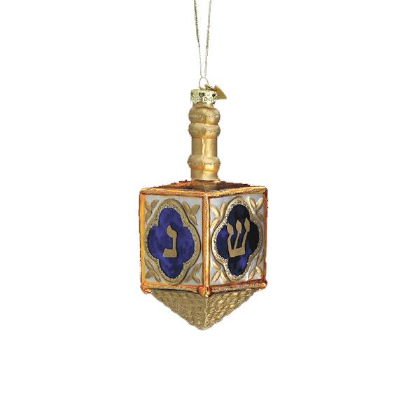Kurt Adler Noble Gems Jewish Dreidel Glass Ornament, C1724
