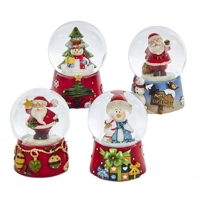 Kurt Adler Santa and Snowman Water Globes, 4 Assorted, C4699