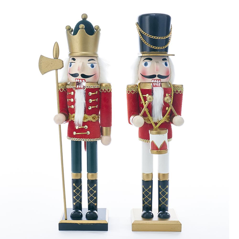 Kurt Adler 15-Inch Wooden King and Soldier Nutcrackers, 2 Assorted, C4810