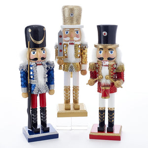 Kurt Adler 10-Inch Wooden Gold, Blue and Red Soldier Nutcrackers, C5871