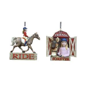 Girl Horse Riding Equestrian Ornament, 2 Assorted, C7271