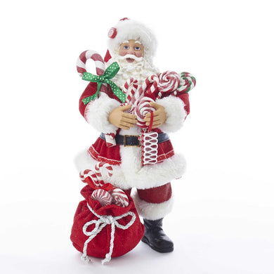 Kurt Adler 10.5-Inch Fabrich_ Santa With Christmas Candy and Bag, C7493